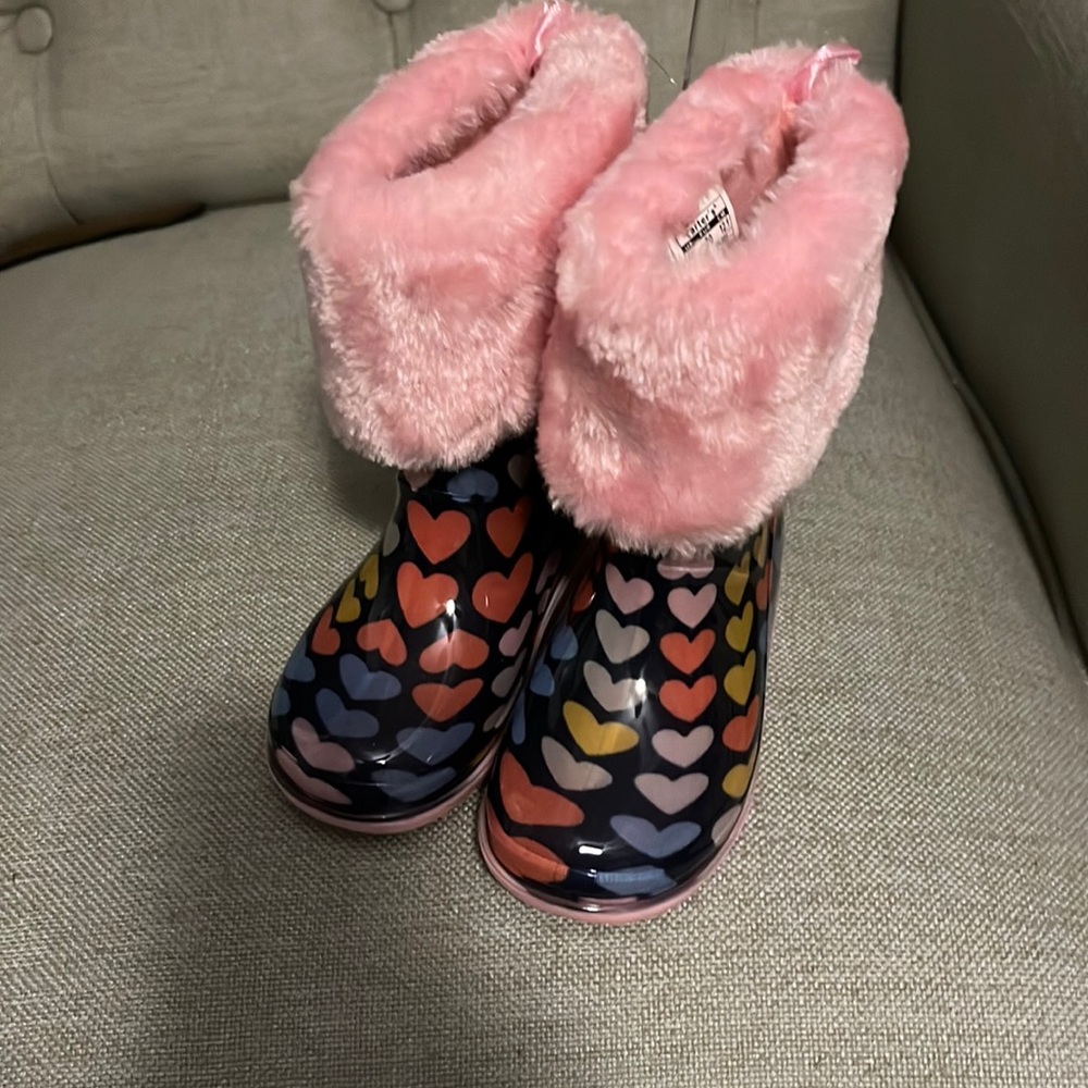 Toddler girl fuzzy rain boots